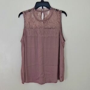 Maurice's XXL Elegant Lace Sleeveless Top Dusty Rose Floral Lace Fairy‎
